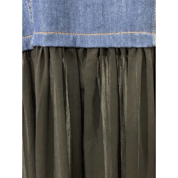 Denim Overall Top Tulle Sheer Y2K Long Sheer Front Hi Low Forever 21 Exclusive M - Picture 4 of 8